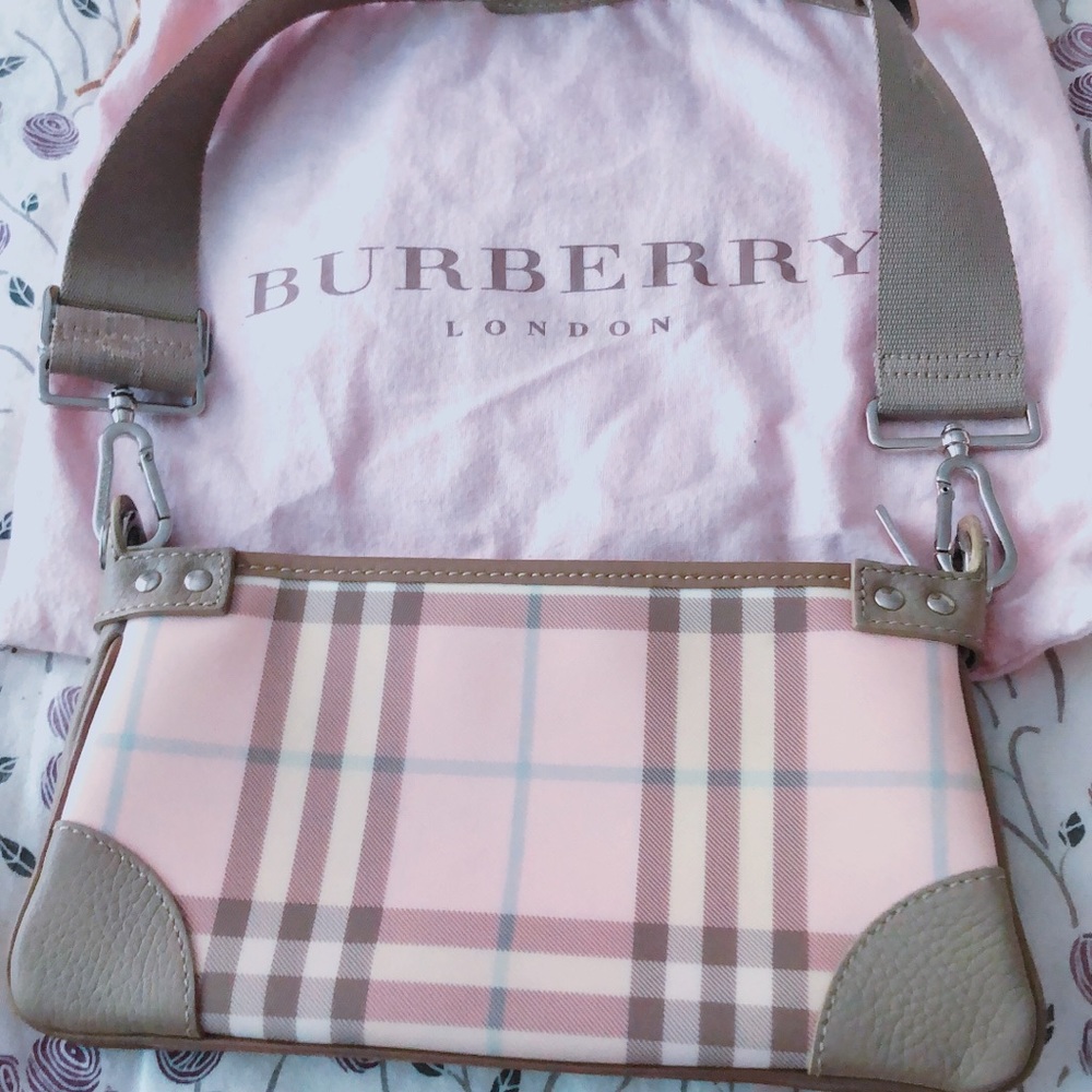 Authentic pink plaid burberry london bag